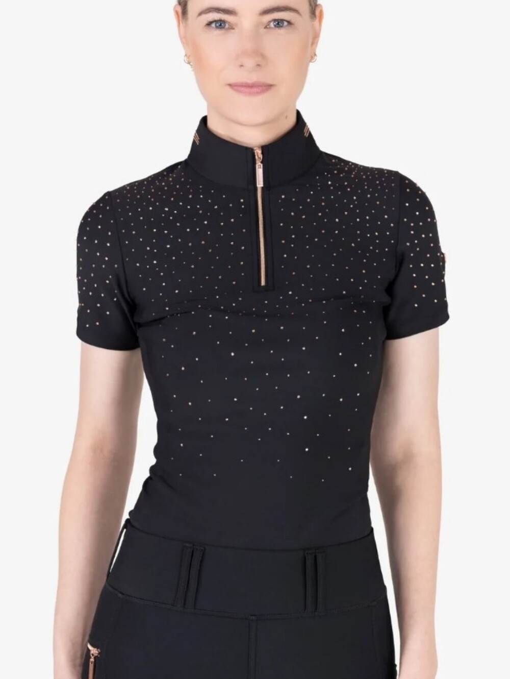 Horse Gloss KYLIE - BASE LAYER SHORT SLEEVE | BLACK ROSE GOLD CRYSTAL
